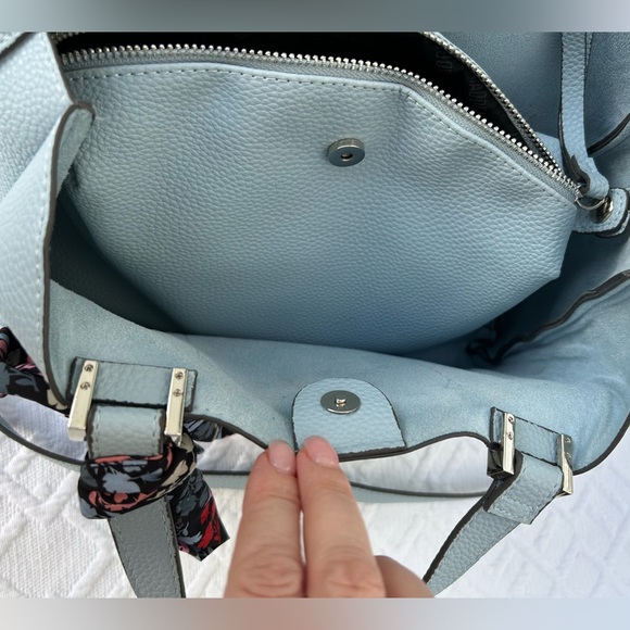 Steven Madden Blue Crossbody Bag with Mini Embossed Scarf Decor - Picture 4 of 8